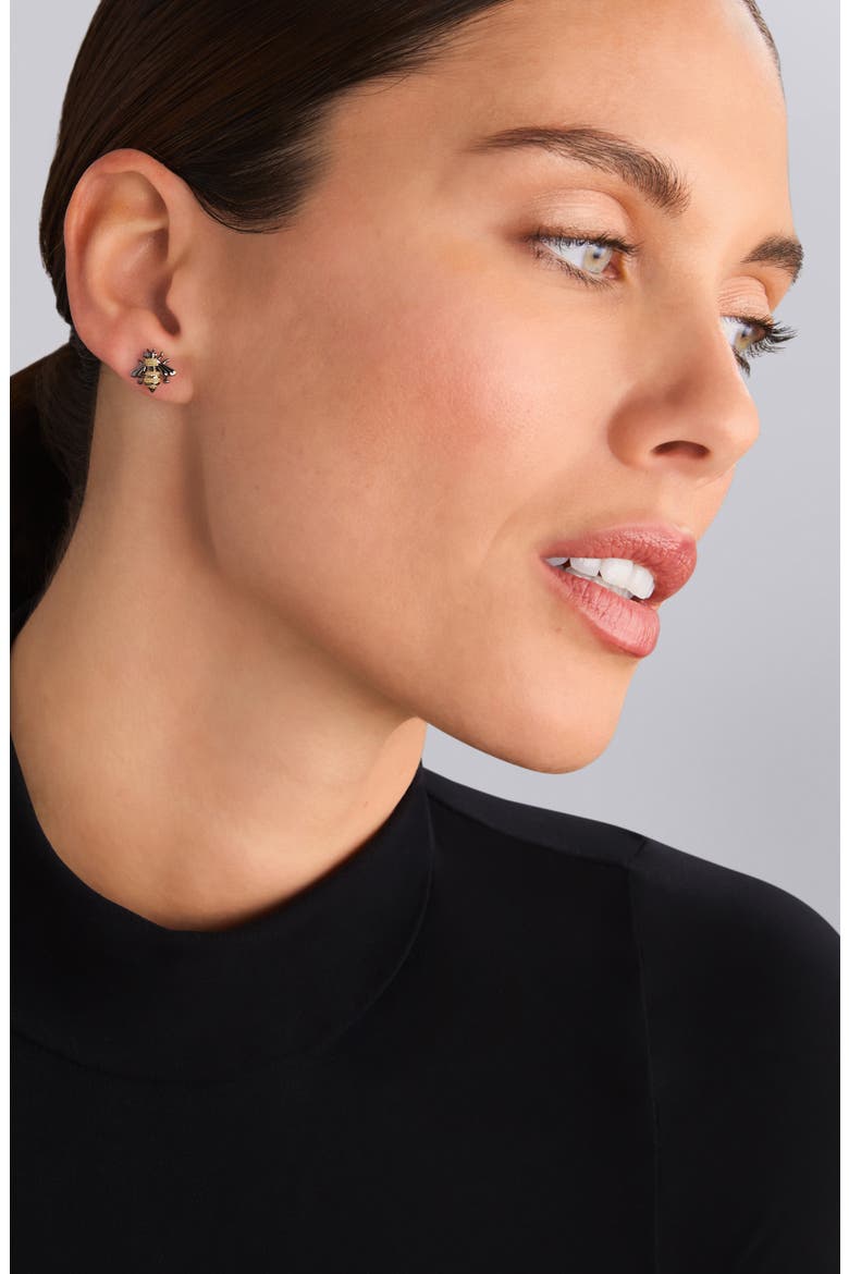 Rare Wonders Honeybee Stud Earrings, Alternate, color, SILVER/ GOLD