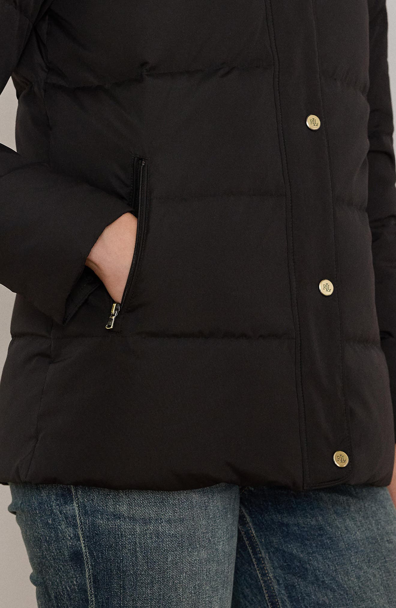 Lauren Ralph Lauren Icon Short Puffer Jacket with Faux Fur Trim (Women ...