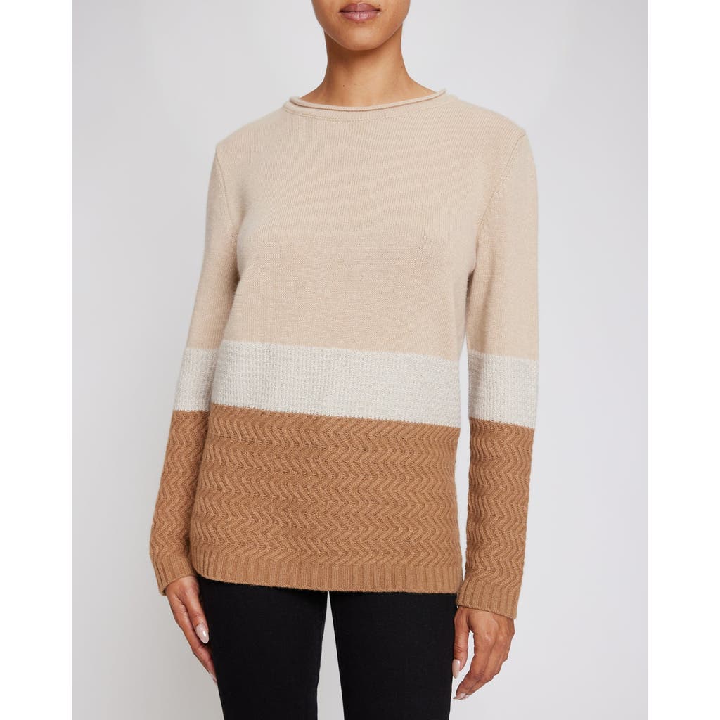 Santorelli Dora Color Block Sweater In Beige
