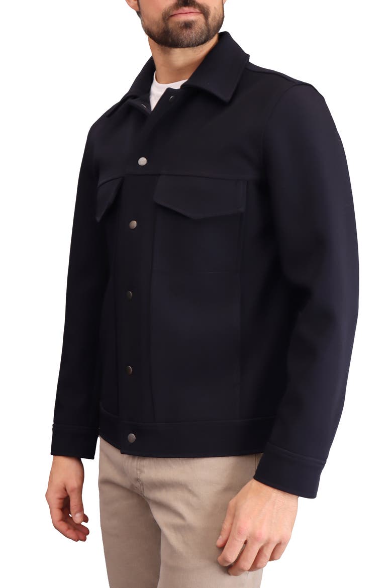 Double Face Performance Twill Trucker Jacket, Alternate, color, NAVY