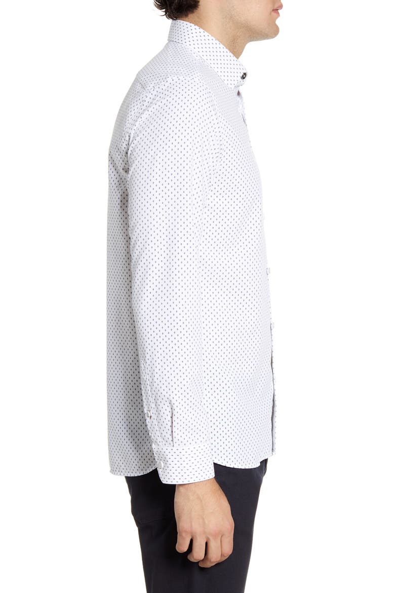 Figtre Slim Fit Print Sport Shirt, Alternate, color, WHITE
