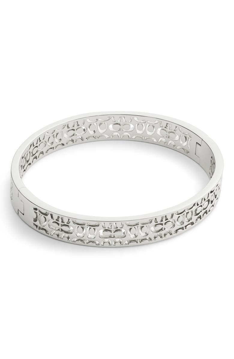 COACH Quilted Cutout Bangle, Alternate, color, Rhodium