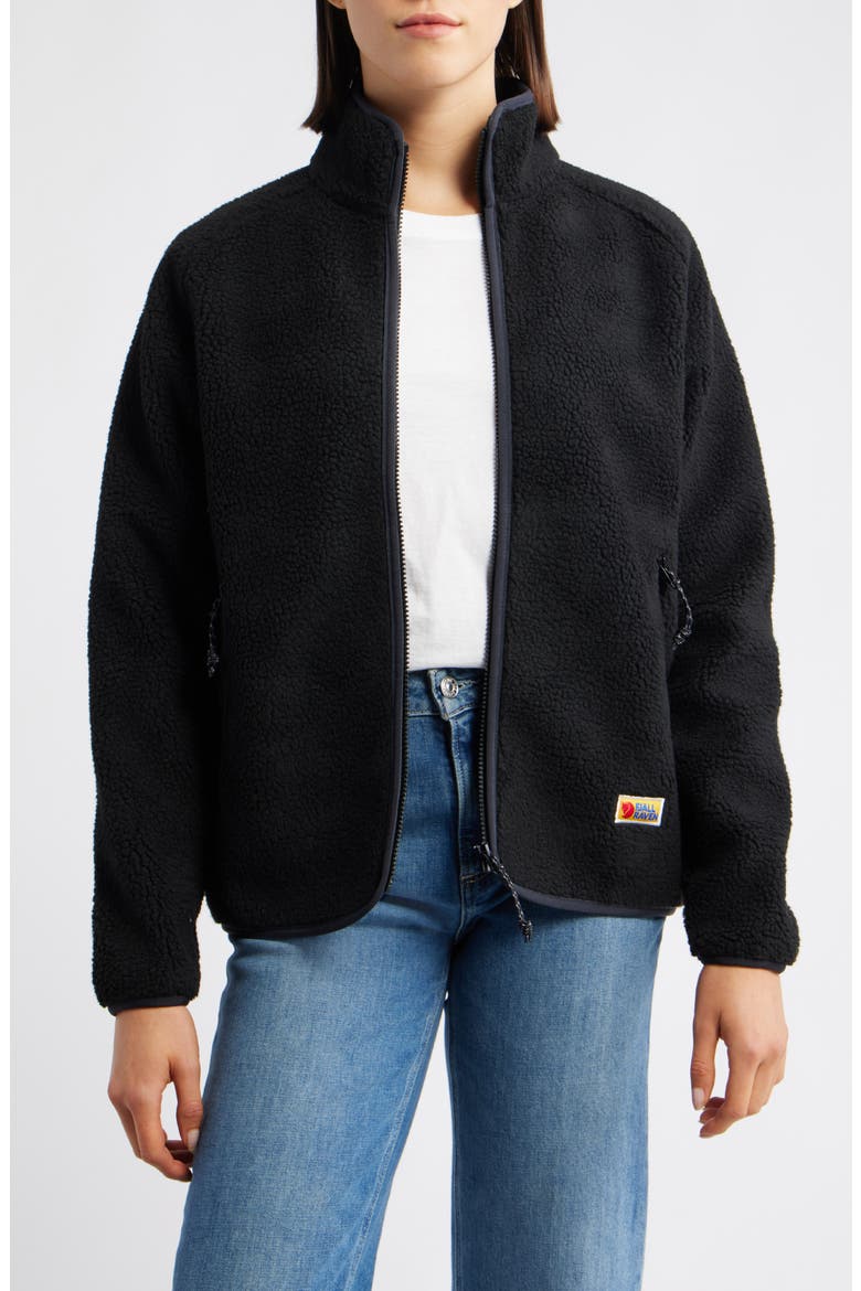 Women's Vardag Pile Fleece Zip Jacket, Main, color, BLACK
