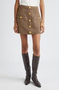 L'AGENCE Zander Button Front Miniskirt