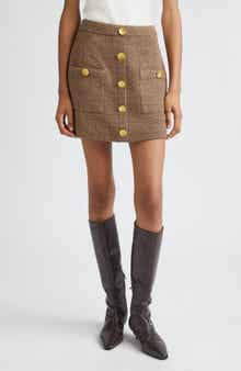 L'AGENCE Zander Button Front Miniskirt