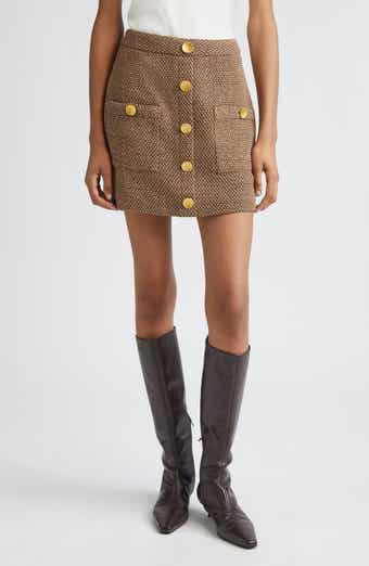 L'AGENCE Zander Button Front Miniskirt