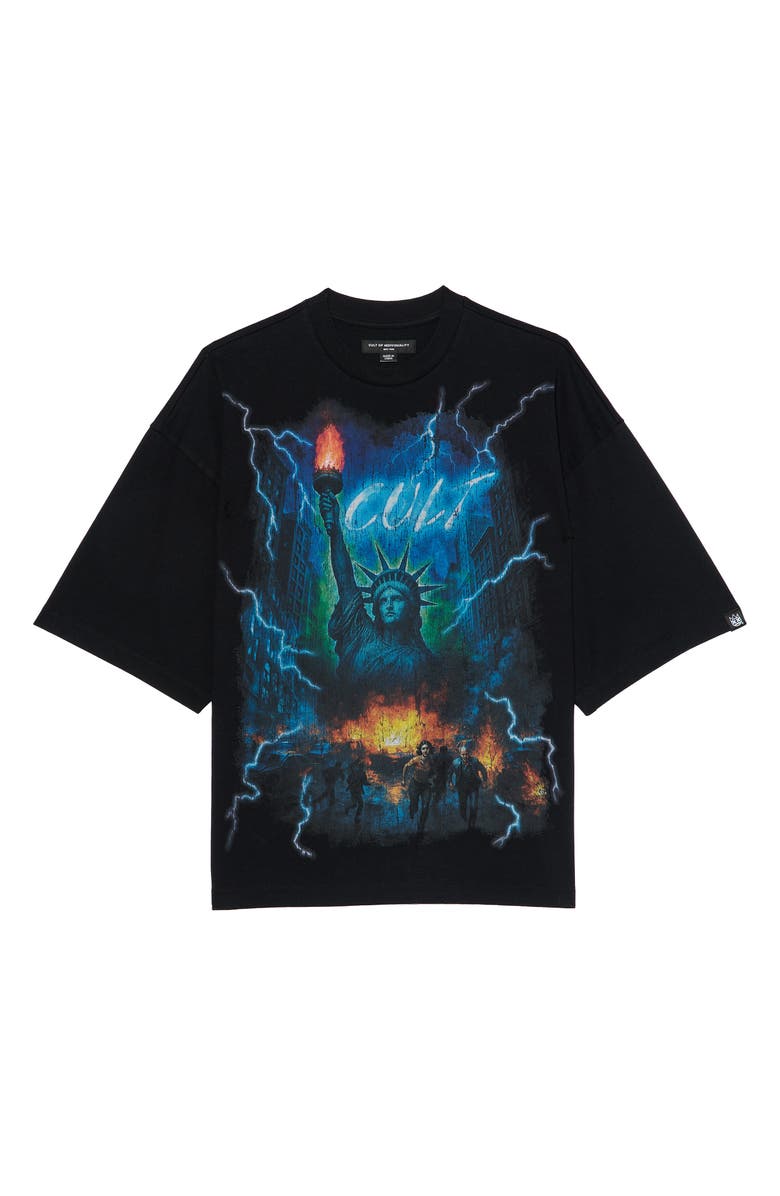 Cult of Individuality Big Apple Oversize Graphic T-Shirt, Alternate, color, Black