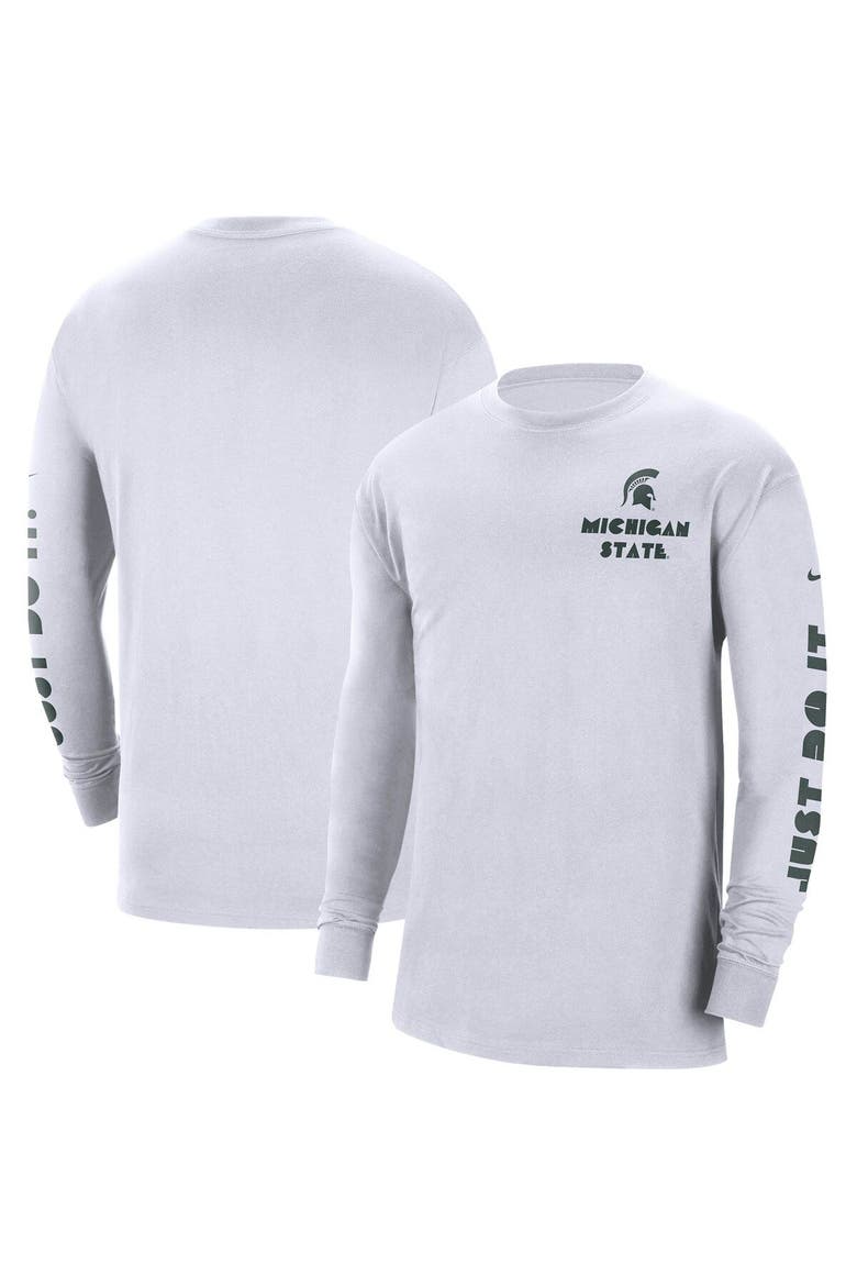 Men's Nike White Michigan State Spartans Heritage Max 90 Long Sleeve T-Shirt, Main, color, White