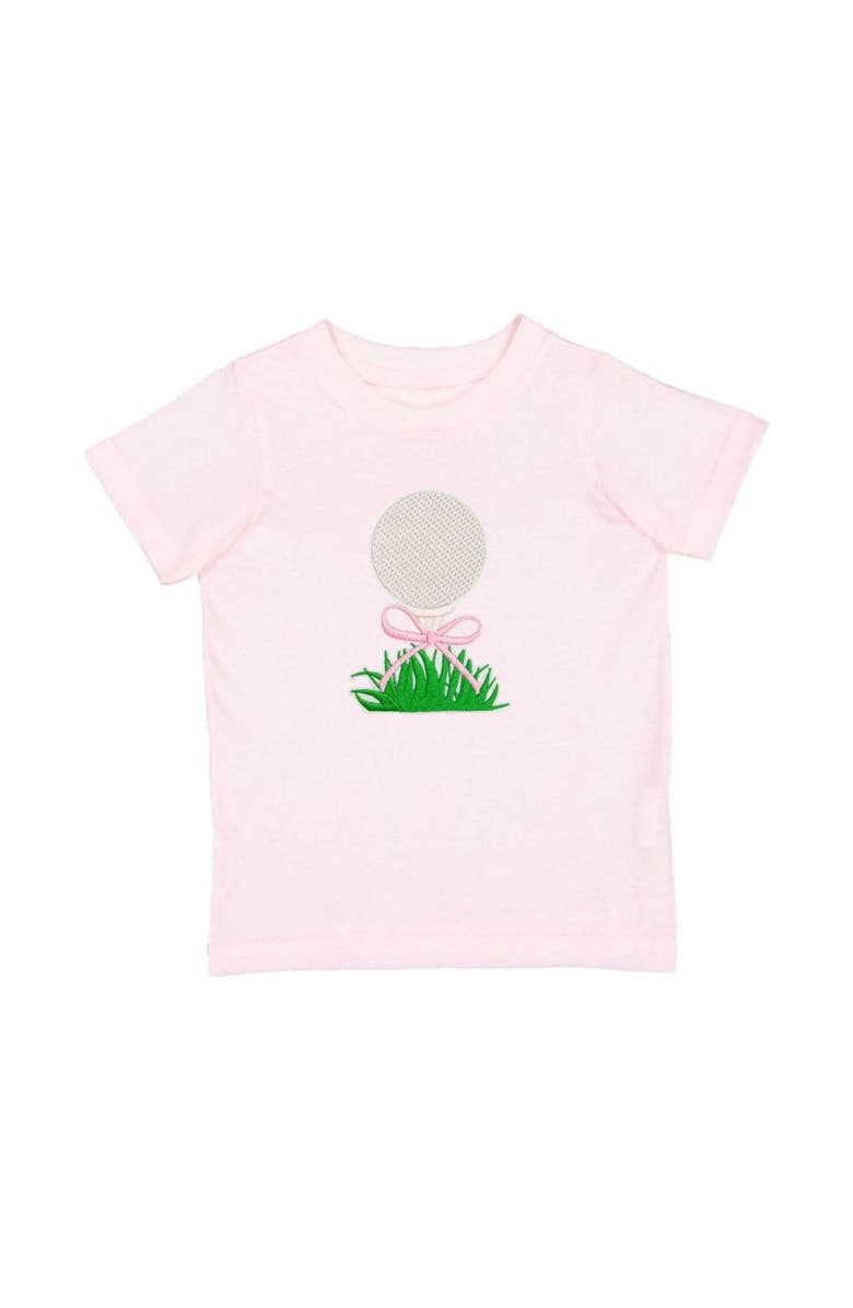 Sweet Wink Golf Tee Bow Patch Short Sleeve T-Shirt, Main, color, Ballet Pink