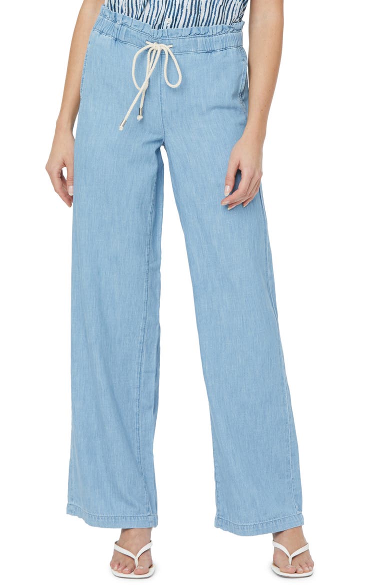 Paperbag High Waist Wide Leg Denim Pants, Main, color, LIGHT STONE