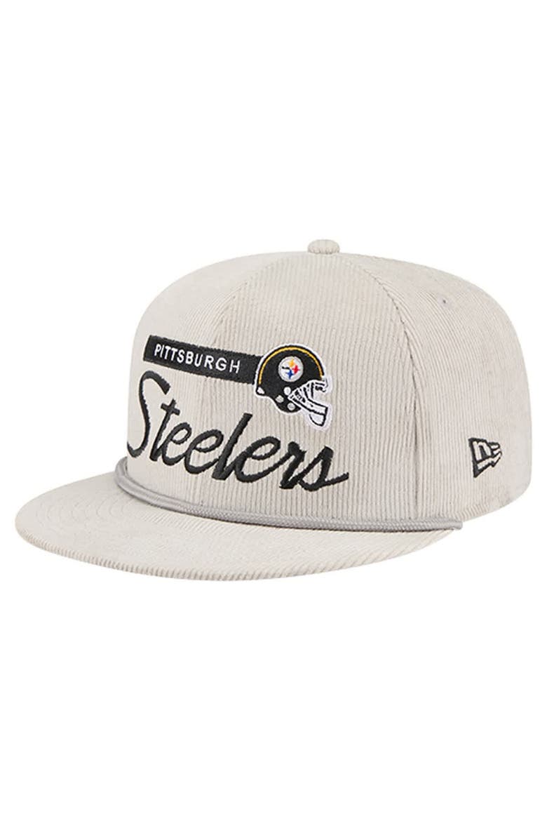 Men's New Era Gray Pittsburgh Steelers Cord Rope Corduroy 9FIFTY Snapback Hat, Main, color, Gray