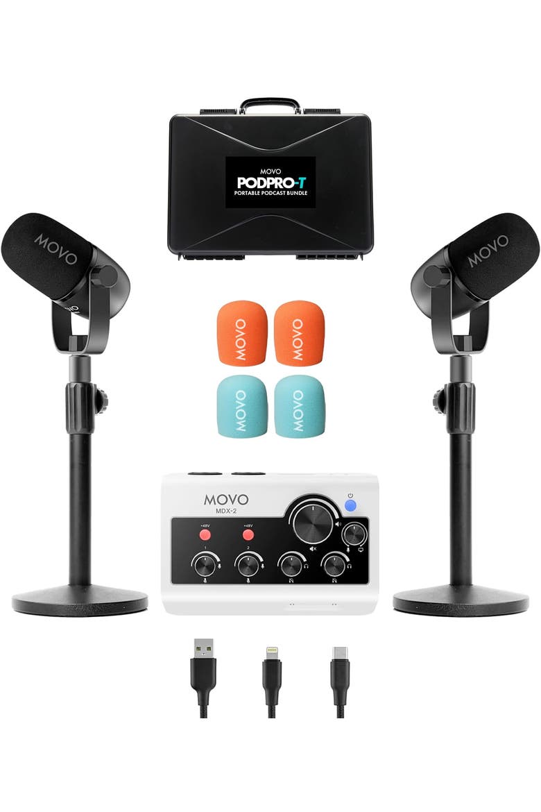 PodPro-T Portable Podcasting Bundle for 2 for Smartphones and Computers, Main, color, Black