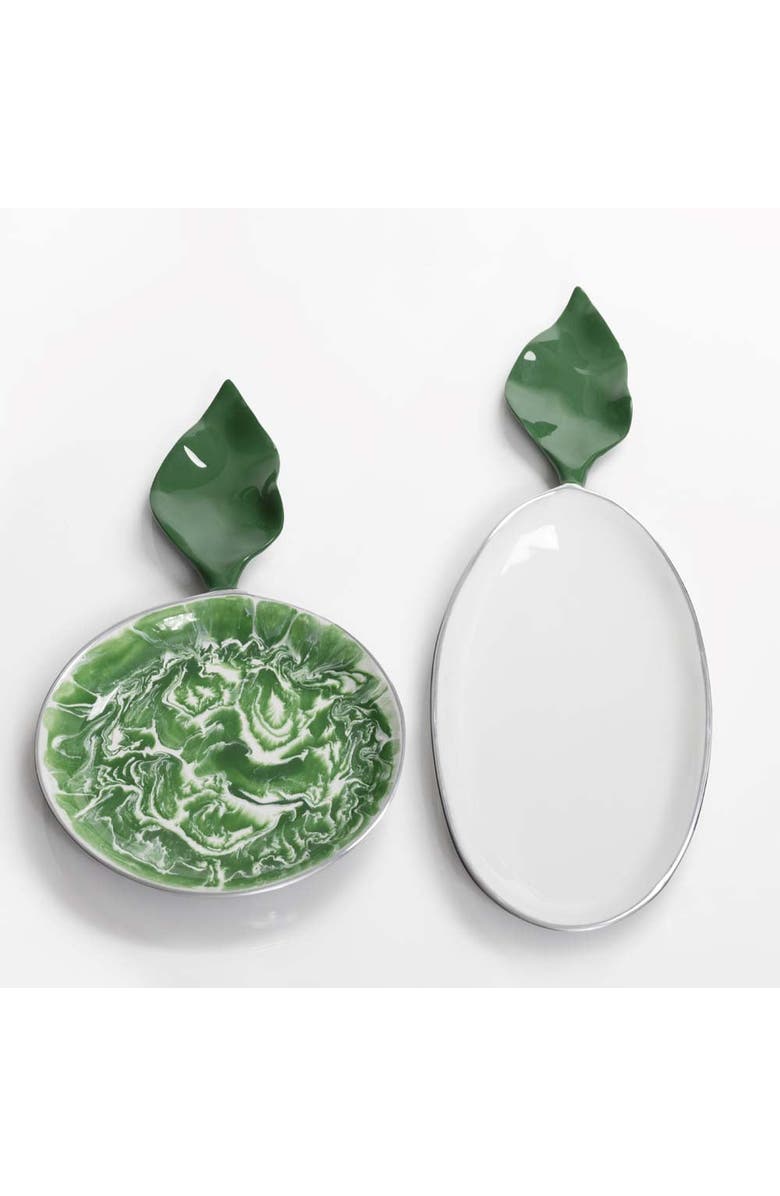 Lunares Verdura Appetizer Server Round, Alternate, color, White