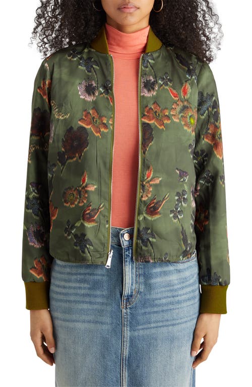 Scotch & Soda Reversible Quilted Bomber Jacket In Washed Military