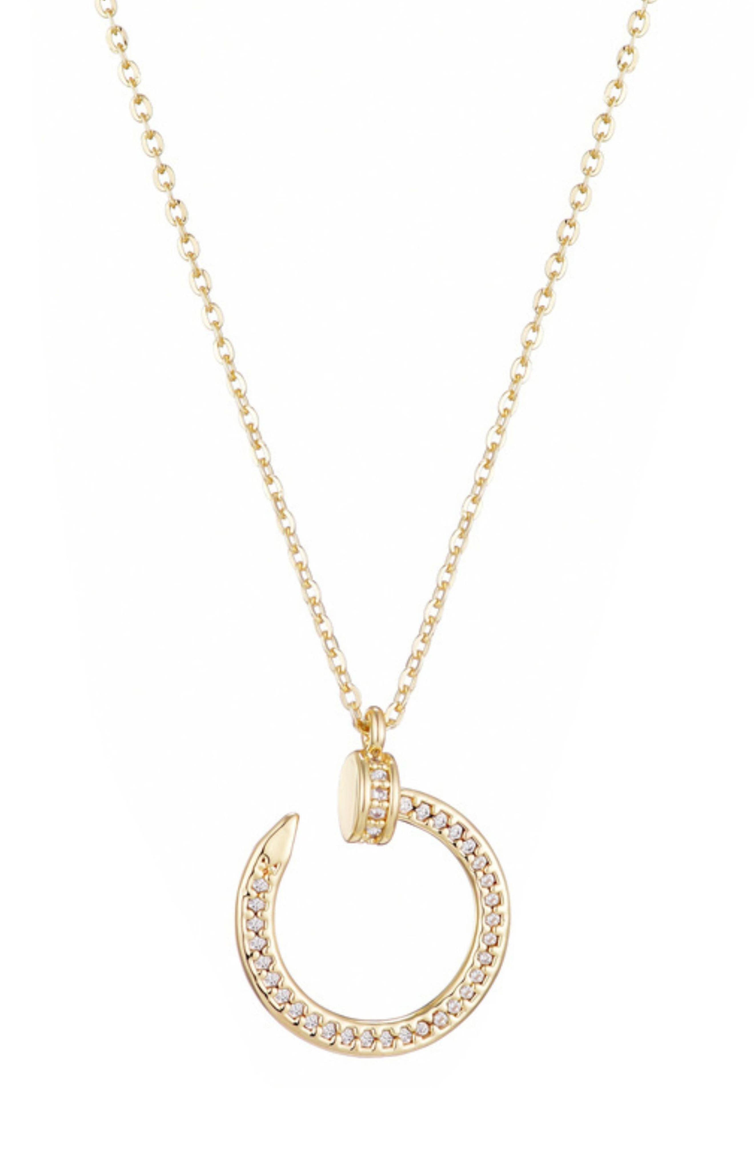 Adornia Cubic Zirconia Curved Nail Pendant Necklace