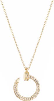 Adornia Cubic Zirconia Curved Nail Pendant Necklace