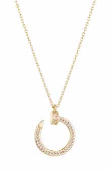 Adornia Cubic Zirconia Curved Nail Pendant Necklace