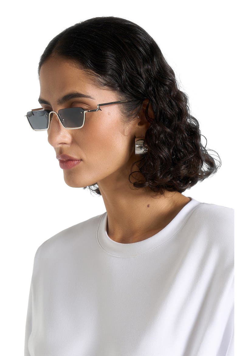 Kai Rectangular Frameless Sunglasses, Alternate, color, Silver