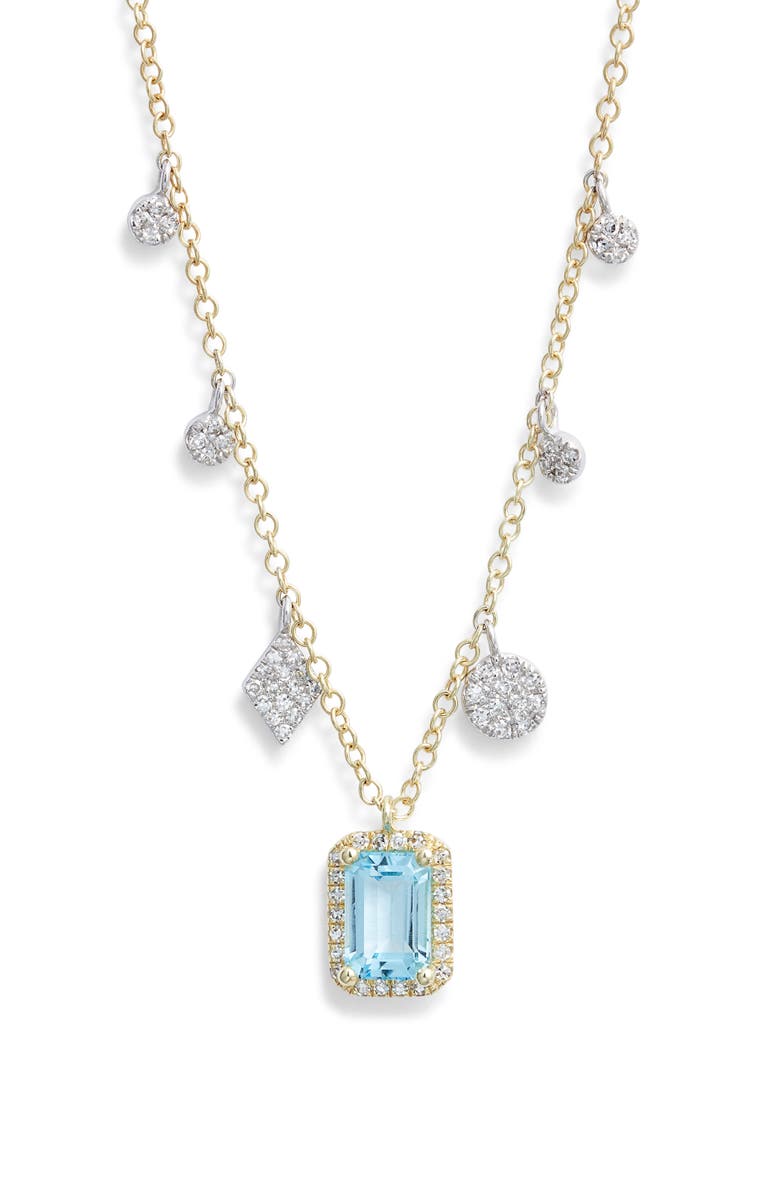 Meira T Diamond Pavé Blue Topaz Pendant & Charms Necklace, Main, color, Topaz