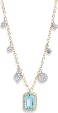 Meira T Diamond Pavé Blue Topaz Pendant & Charms Necklace