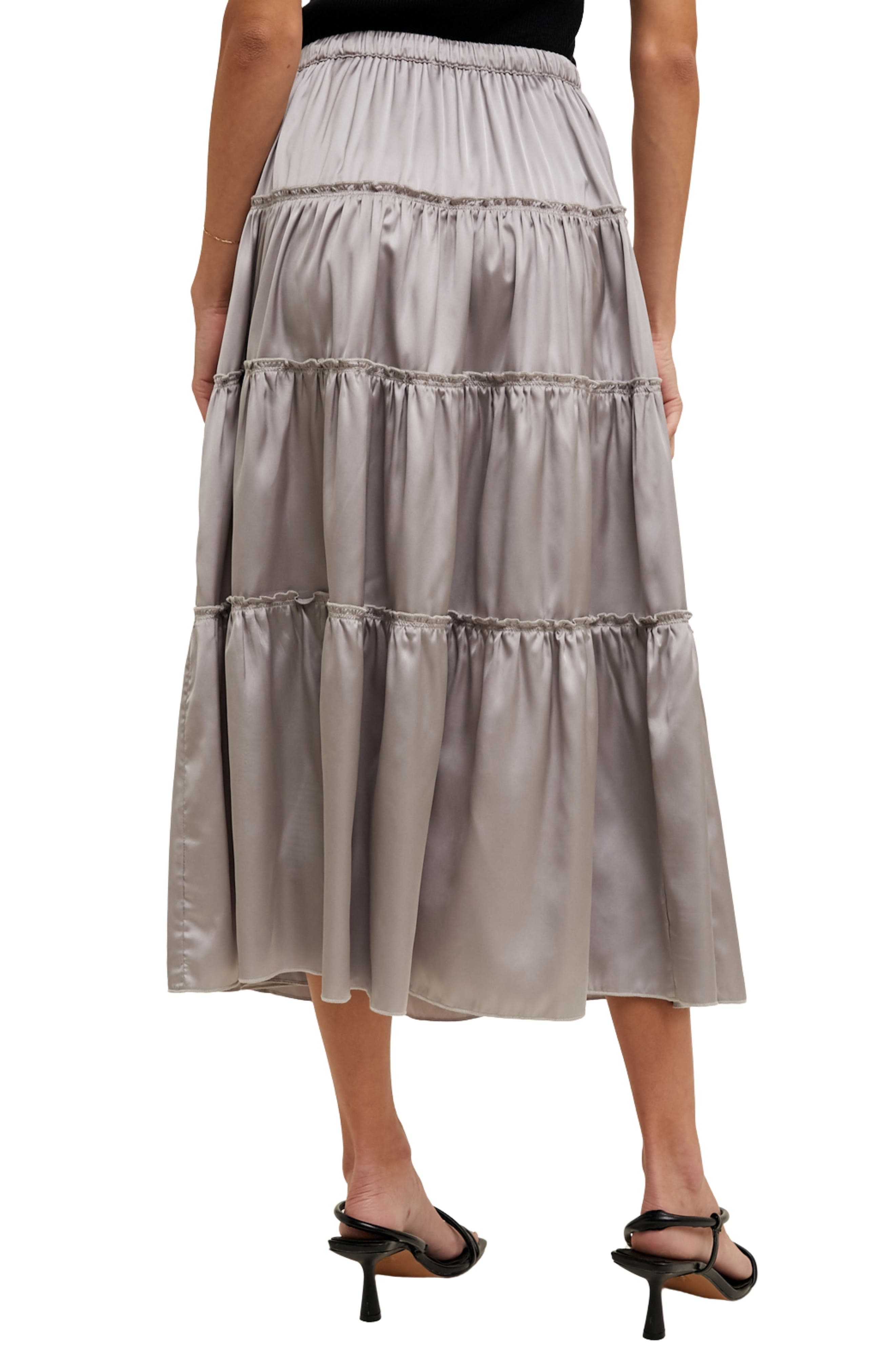 Tiered Satin Midi Skirt - image 2