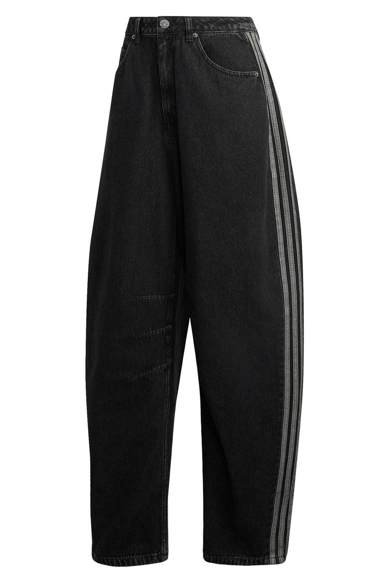 3-Stripes Barrel Leg Jeans, Alternate, color, TRUE BLACK DENIM