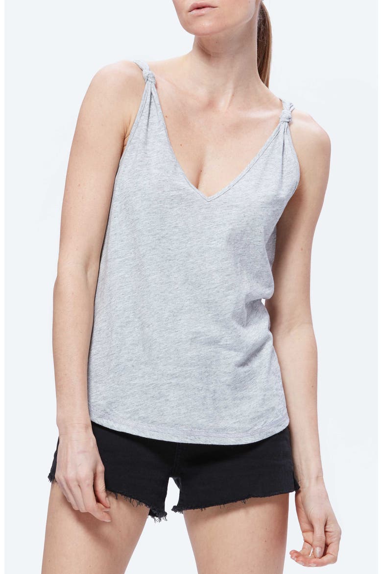 Rylen Knot Shoulder Cotton Blend Tank, Alternate, color, HTHRGREY