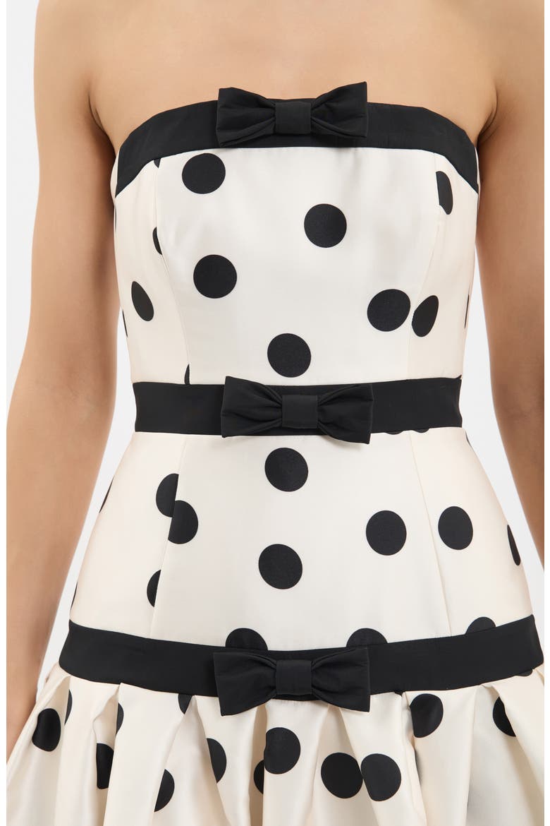 Bacio Polka Dot Strapless Gown, Alternate, color, SPOT