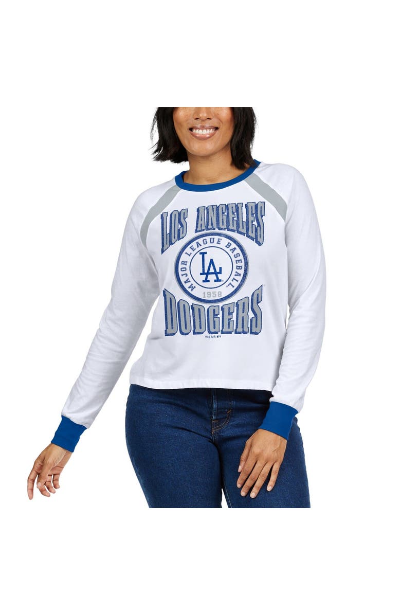 WEAR by Erin Andrews Women's WEAR by Erin Andrews White Los Angeles Dodgers Raglan Long Sleeve T-Shirt, Alternate, color,