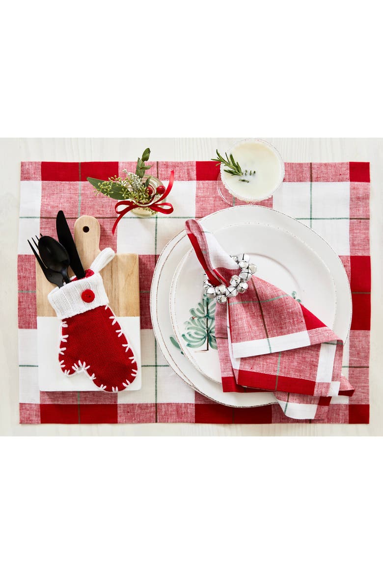 Linen Dinner Napkins Set of 4, 18 x 18" - Very Merry Plaid, Alternate, color, Very Merry