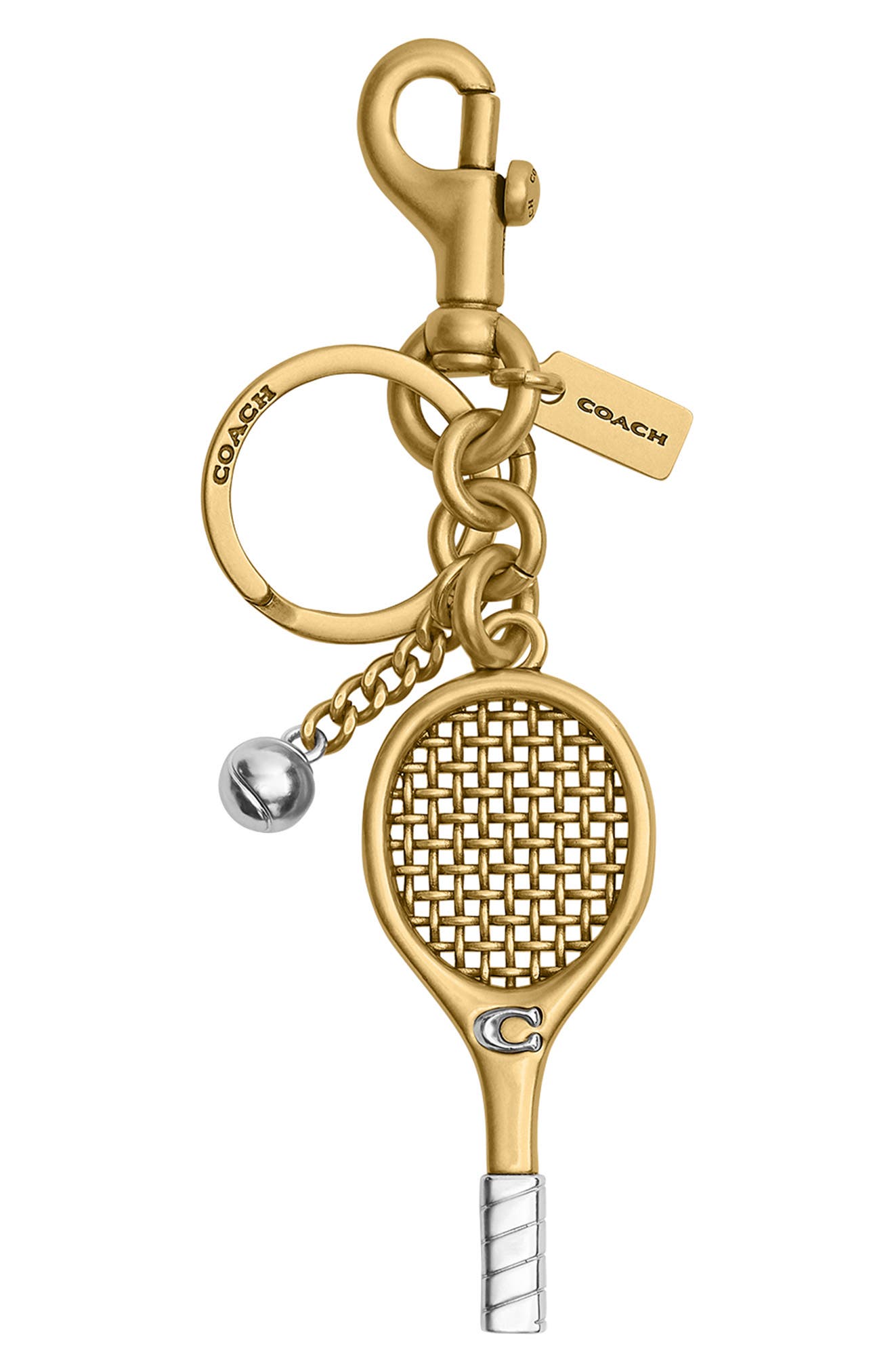 COACH Small Tennis Racket Bag Charm, Main, color, 