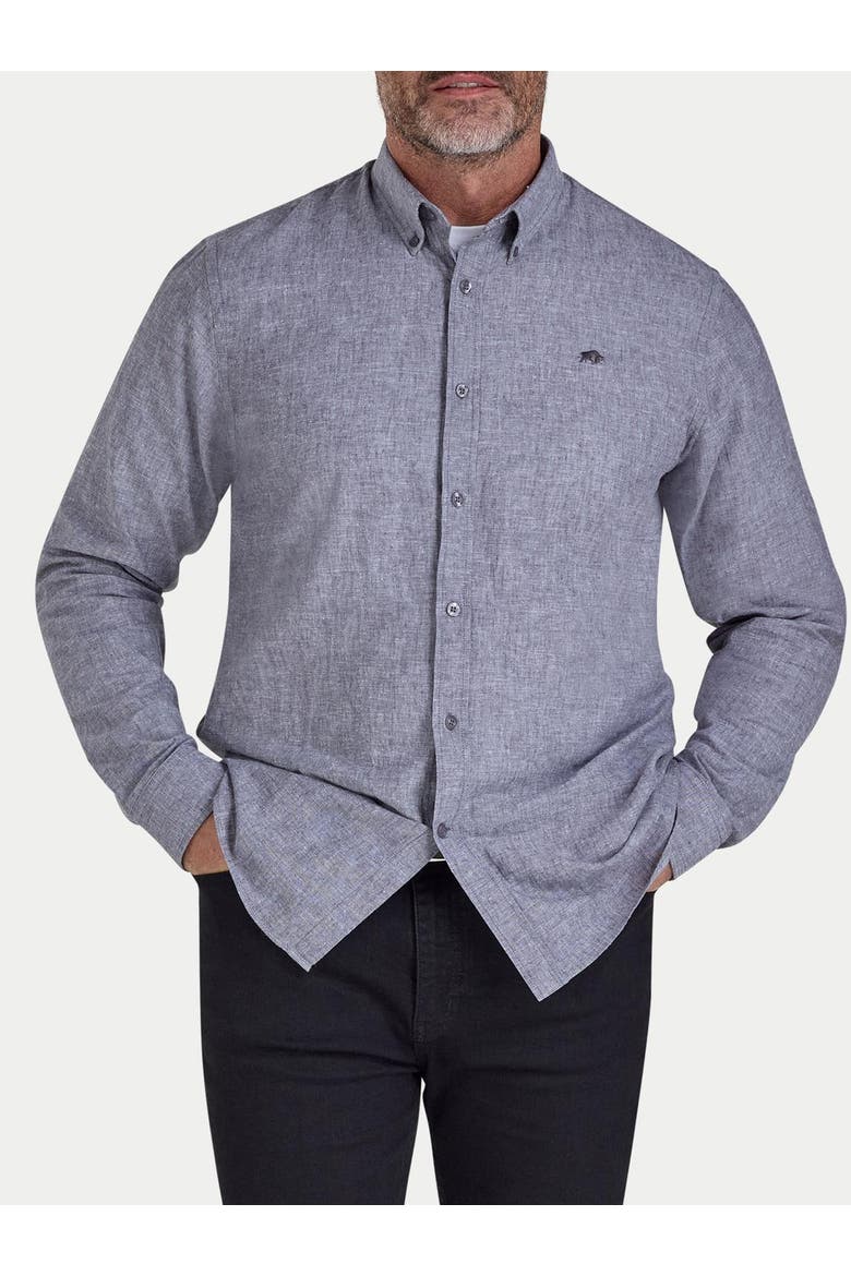 Long Sleeve Linen Blend Shirt, Alternate, color, Charcoal