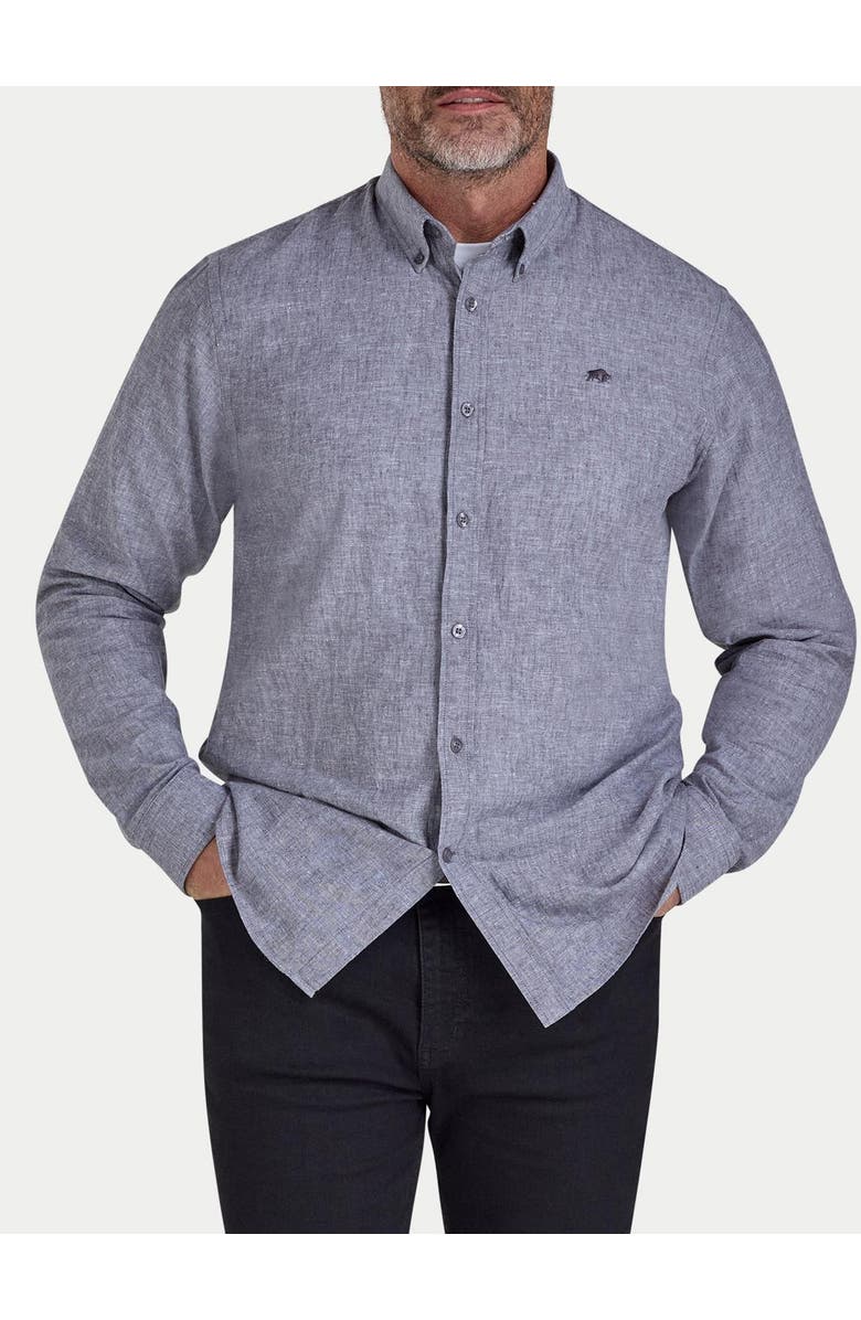Raging Bull Long Sleeve Linen Blend Shirt, Alternate, color, Charcoal