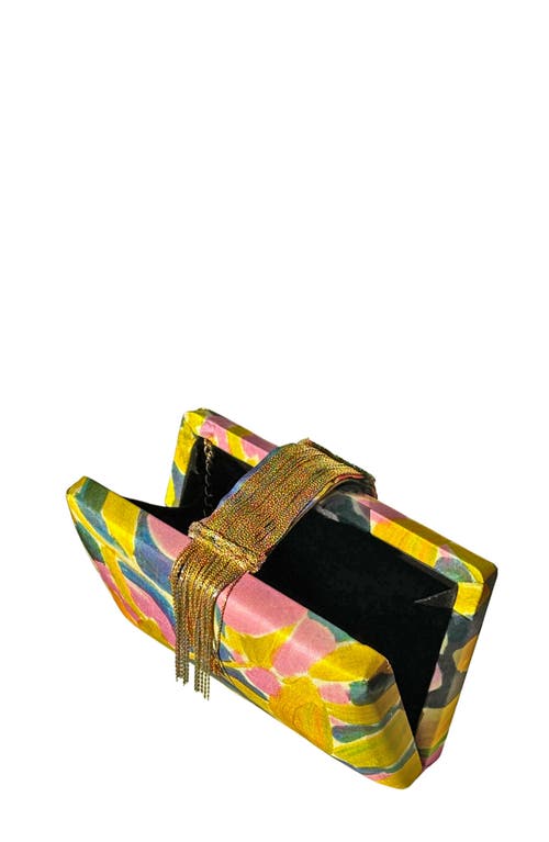 Simitri Printed Fringe Clutch In Yellow