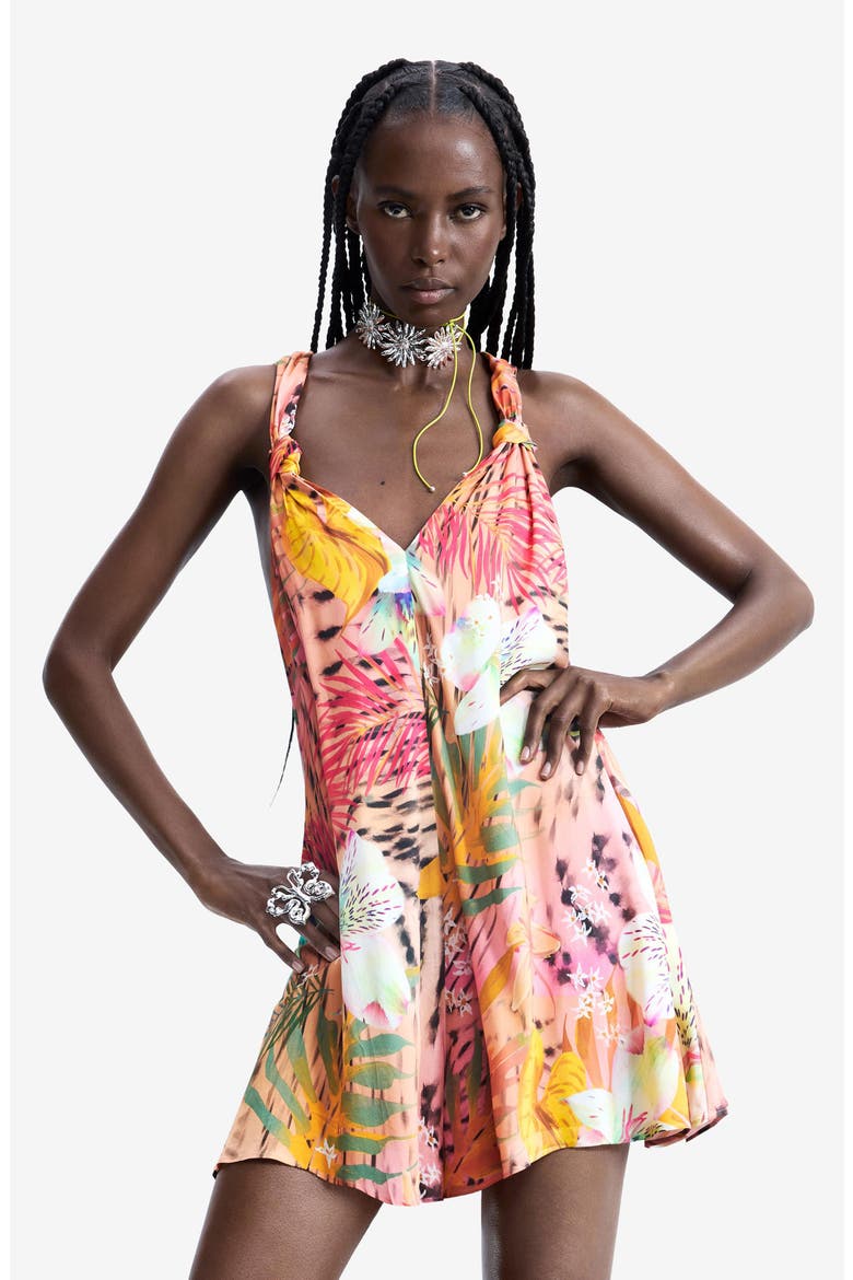 Mixed Print Romper, Alternate, color, PINK