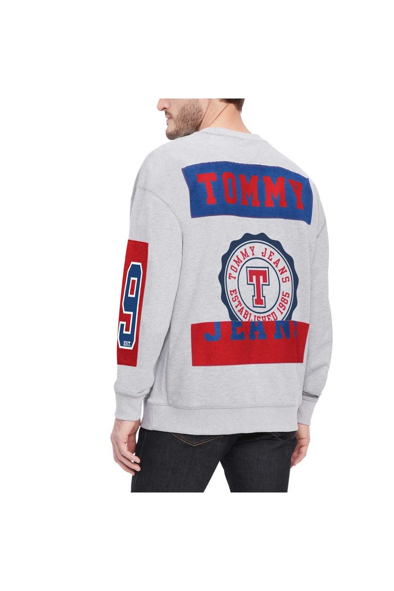 Men's Tommy Jeans Heather Gray Philadelphia 76ers Hayes Crew Neck Pullover Sweatshirt, Alternate, color, Heather Gray
