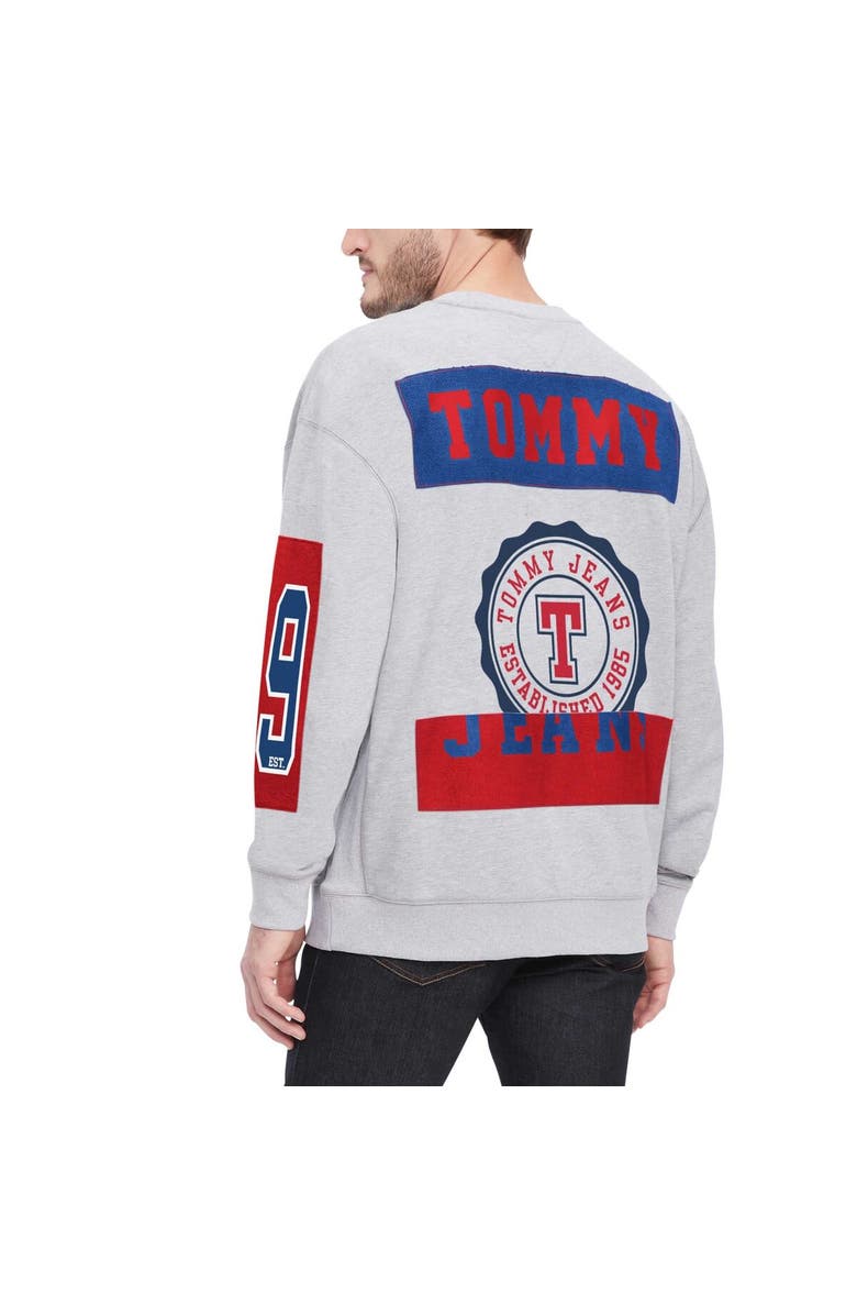 TOMMY JEANS Men's Tommy Jeans Heather Gray Philadelphia 76ers Hayes Crew Neck Pullover Sweatshirt, Alternate, color, Heather Gray