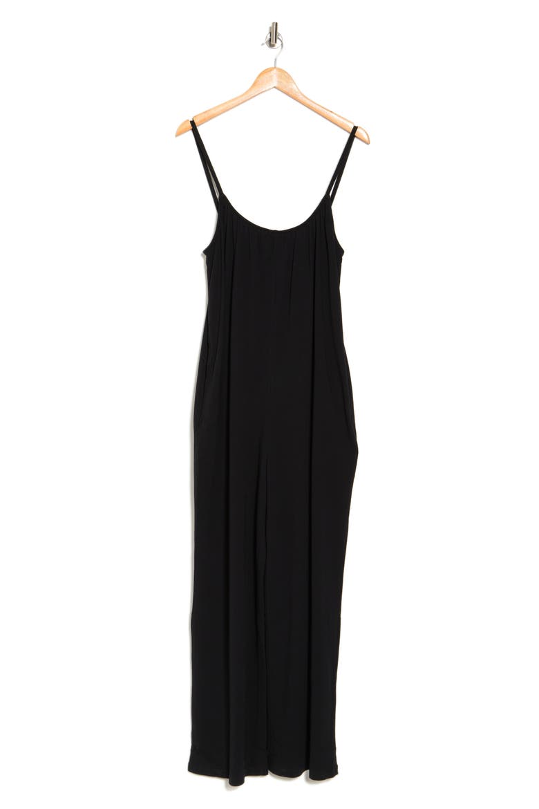 Slouchy Wide Leg Organic Cotton Jumpsuit, Alternate, color, BLACK