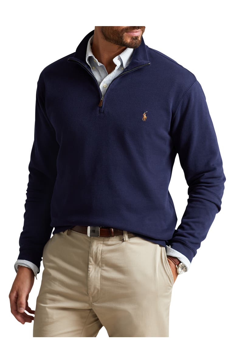 Polo Ralph Lauren Big & Tall Estate Rib Half-Zip Pullover, Main, color, French Navy