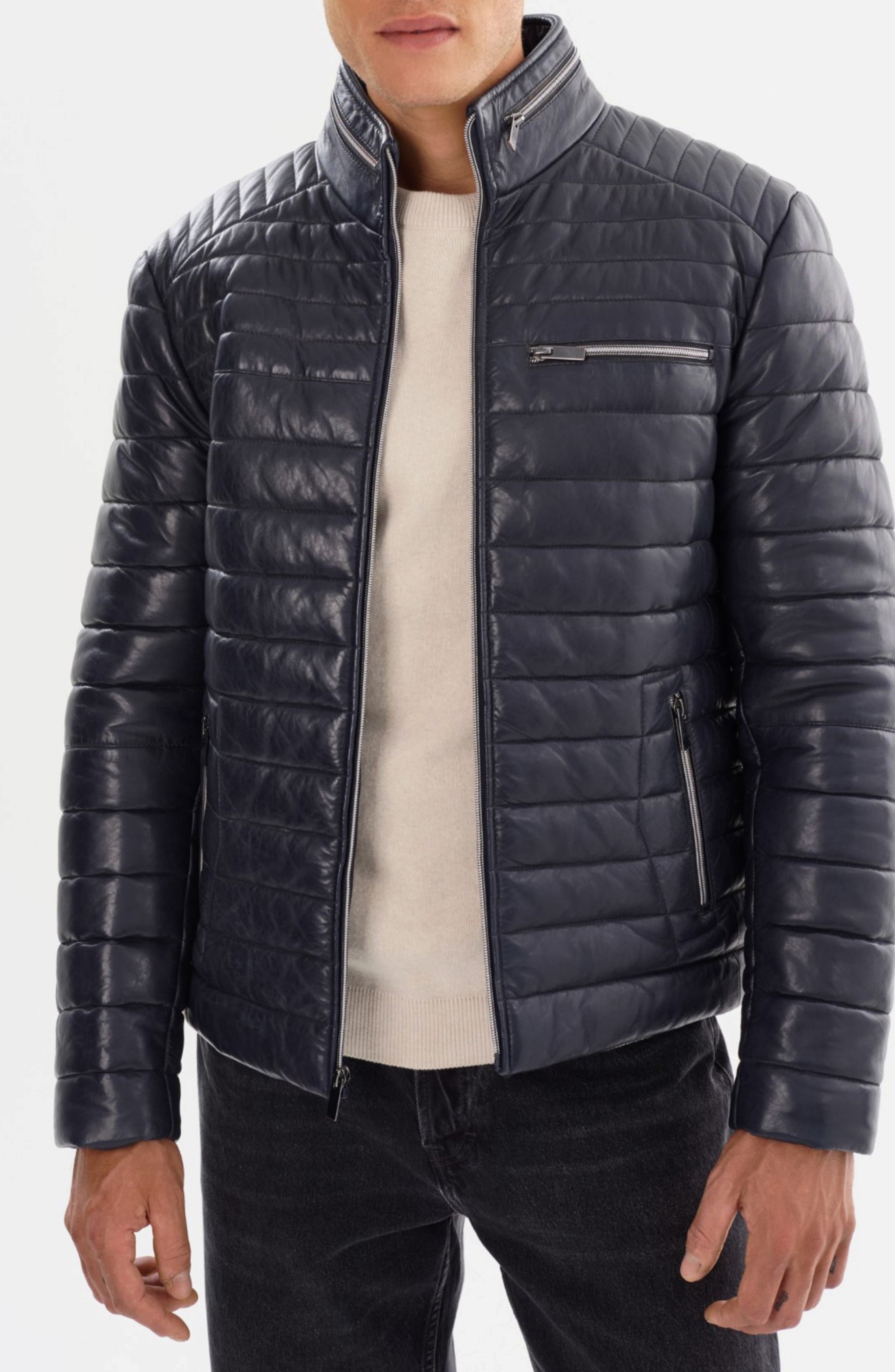 Flavio Leather Puffer Jacket