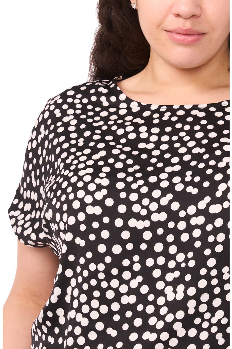 Polka Dot Crepe Top, Alternate, color, RICH BLACK