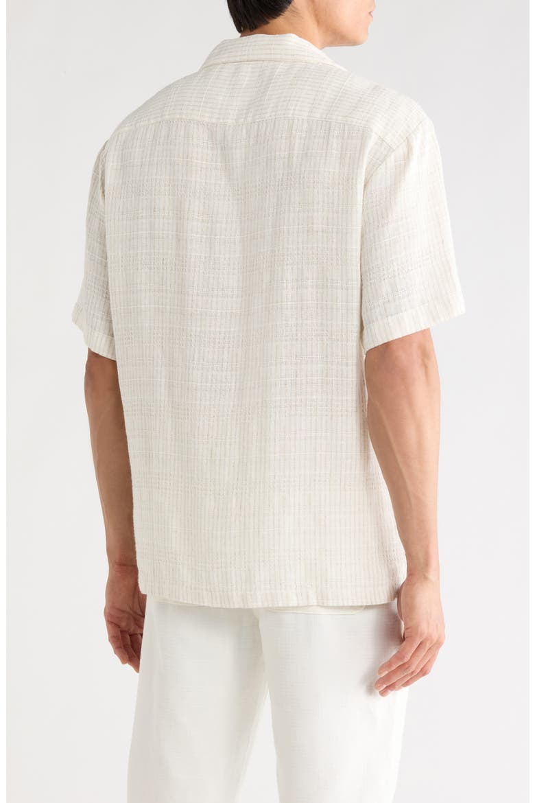 Stripe Linen Blend Camp Shirt, Alternate, color, CREAM