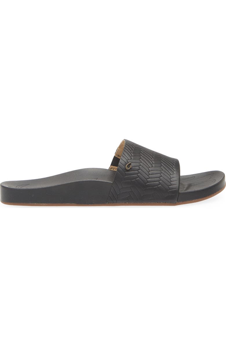 OluKai Kipea'a Pono Slide Sandal, Alternate, color, Black / Weave