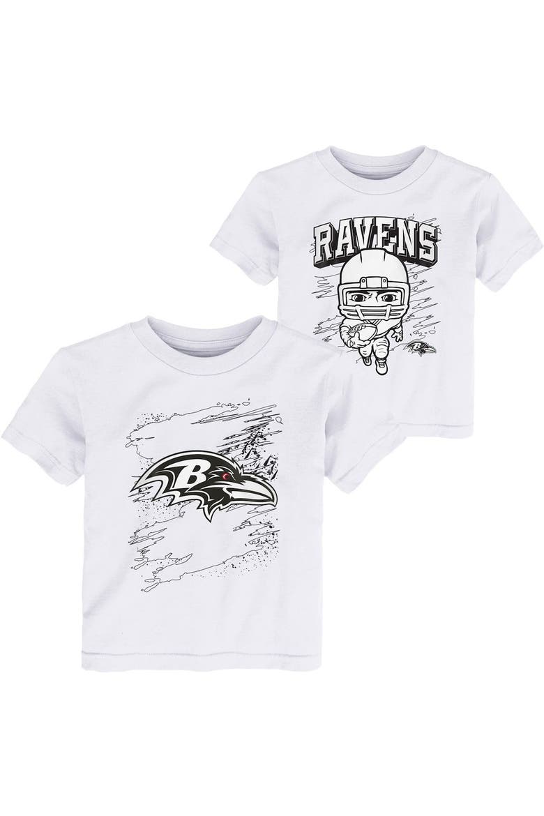 Toddler White Baltimore Ravens Coloring Activity Two-Pack T-Shirt Set, Main, color, White