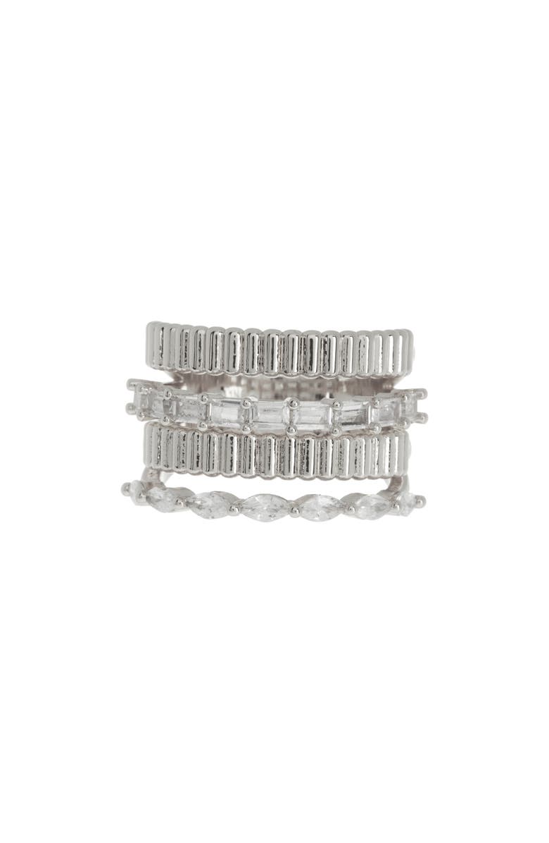 Sterling Forever Odette CZ Stacked Ring, Main, color, 