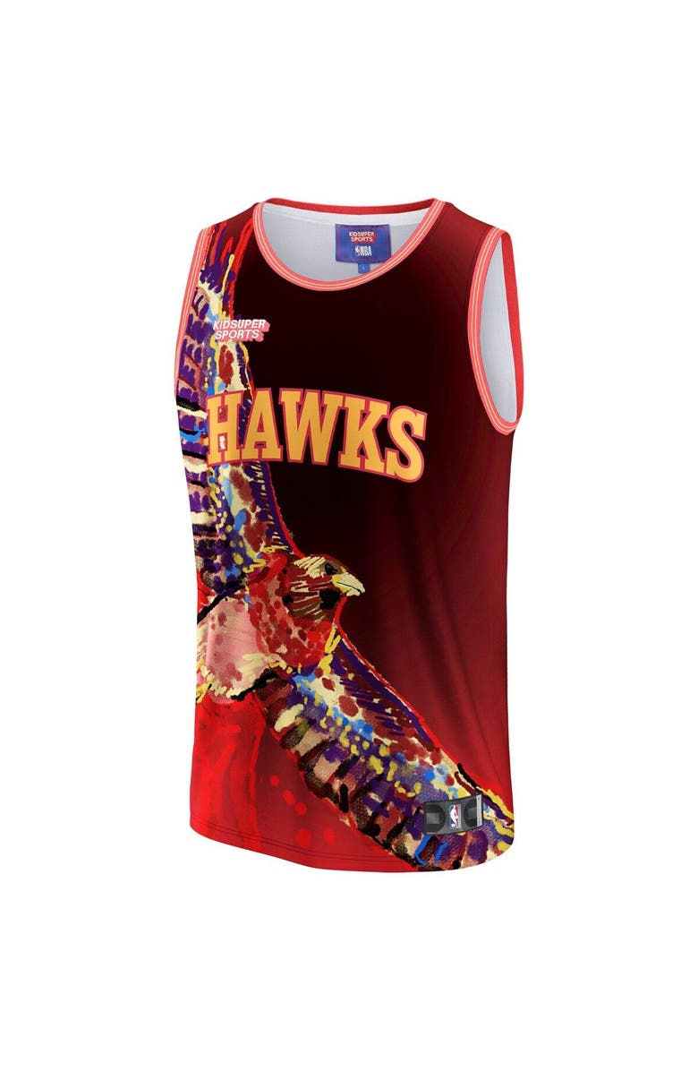 NBA X KIDSUPER Unisex NBA & KidSuper Studios by Fanatics Red Atlanta Hawks Hometown Jersey, Alternate, color, Red