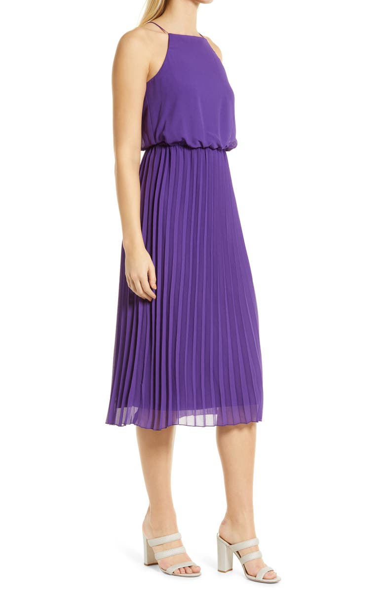 Sam Edelman Sleeveless Pleated Midi Dress, Alternate, color, Purple