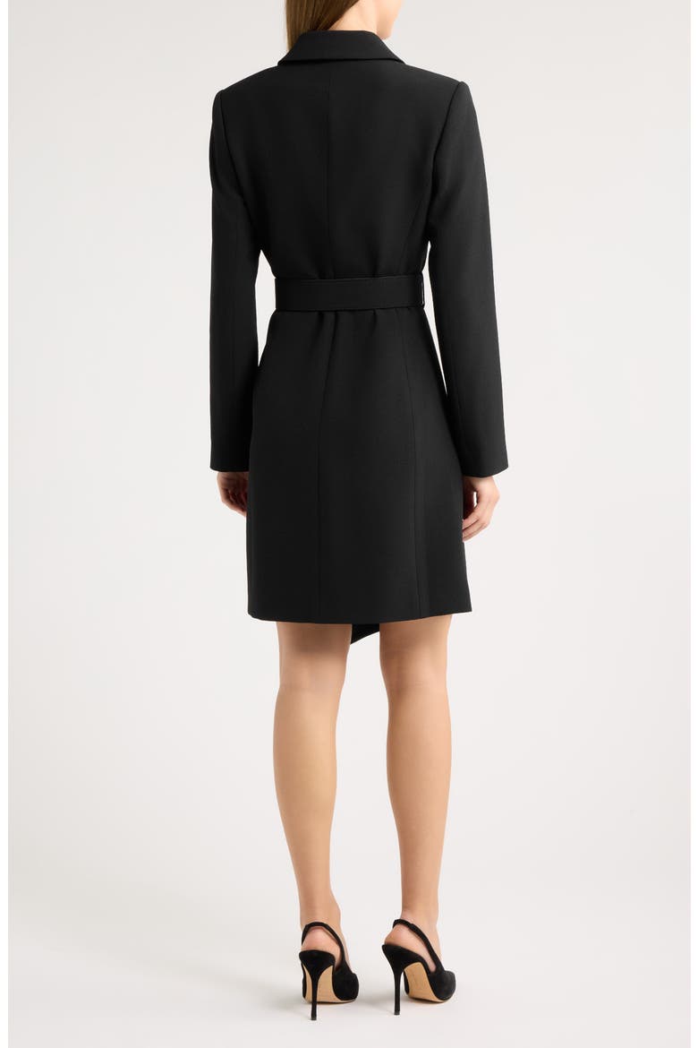 Belted Asymmetric Long Sleeve Dress, Alternate, color, BLACK