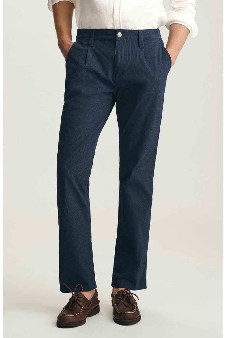 Will Pleated Cotton Blend Pants, Main, color, NAVY STRIPE SEERSUCK