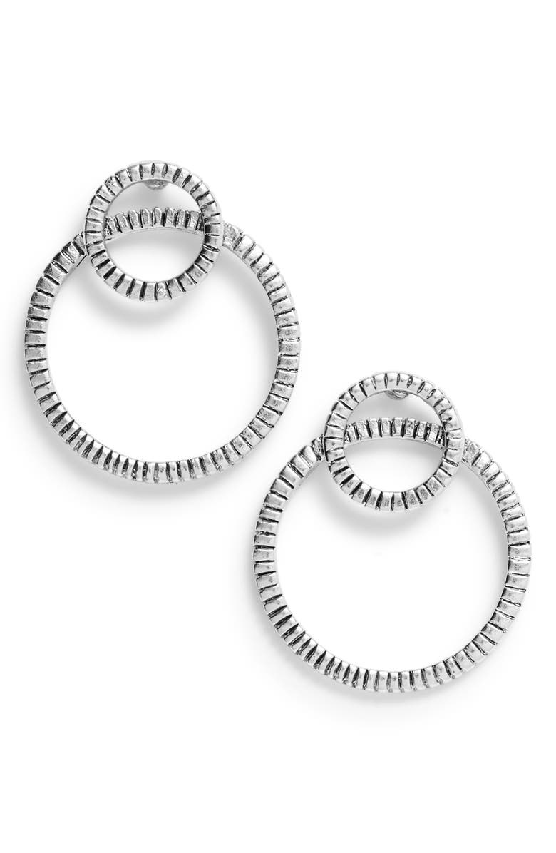 Karine Sultan Double Hoop Earrings, Main, color, Silver